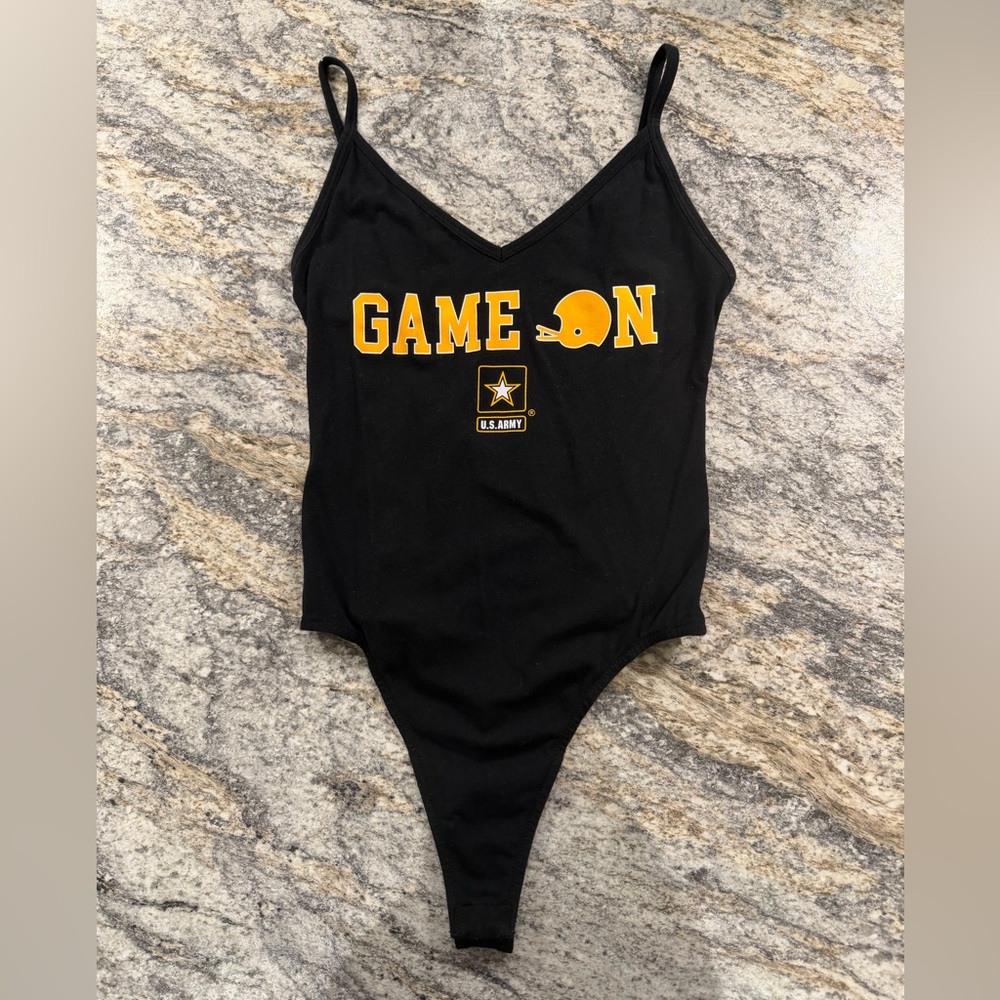 PINK Victoria's Secret Black and Yellow US Army Bodysuit